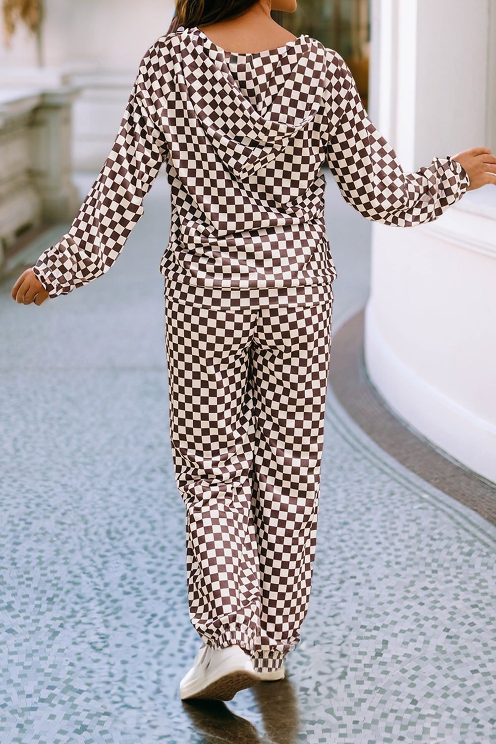 LDC Athleisure Checkered 2pcs Pants Set: Black