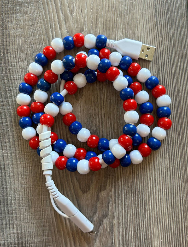 Game Day Phone Cord with Lightening and USB-C: Blue/White