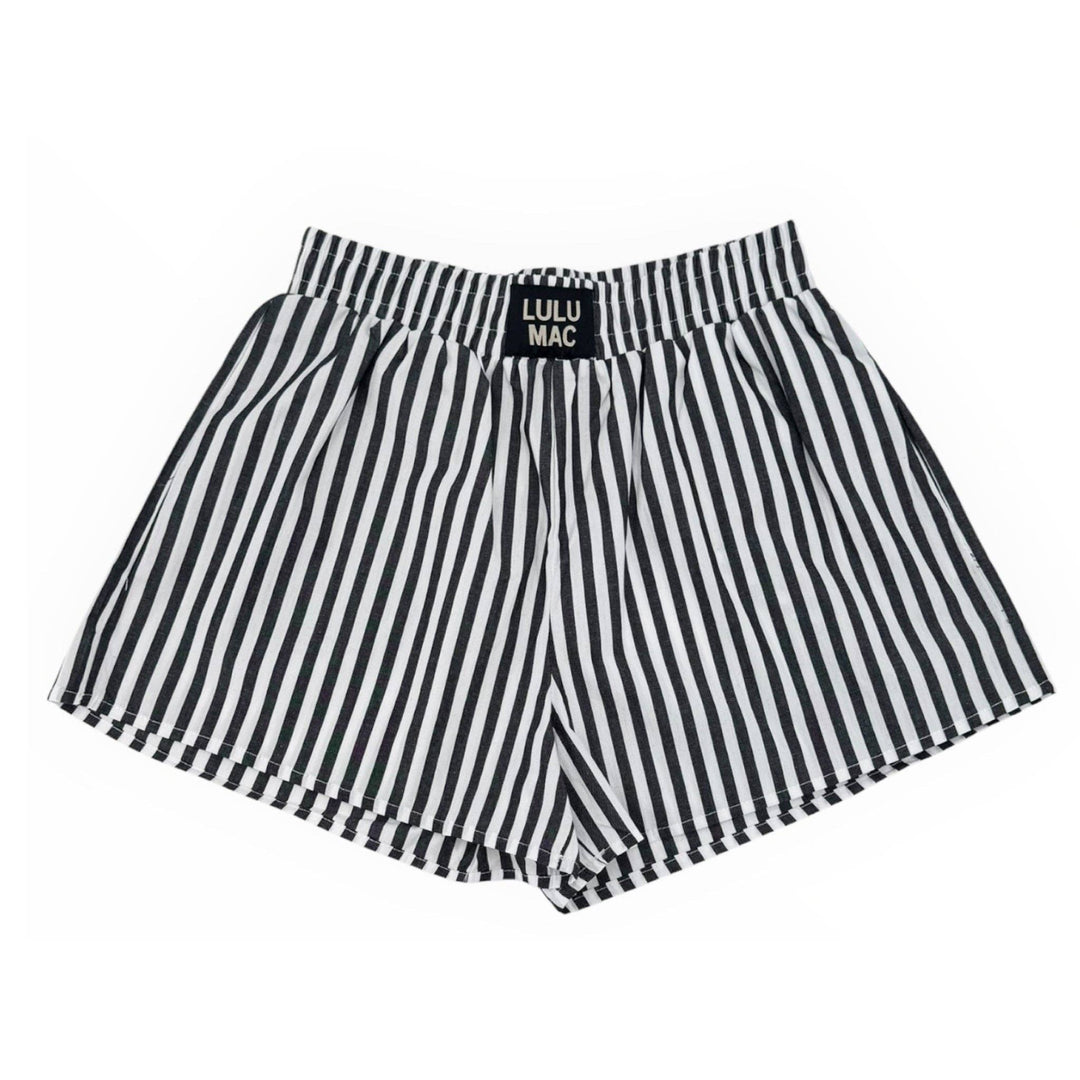 BXST- BLACK STRIPED BOXER SHORT: BLACK / Small