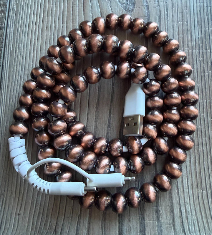 Copper Beaded Phone Charger with Lightning &amp; USB-C