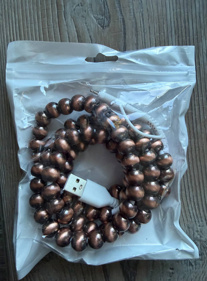Copper Beaded Phone Charger with Lightning &amp; USB-C