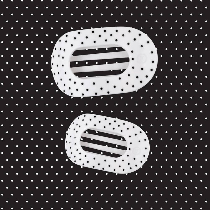 White Polka Dot Party Large Flat Round Hair Clip