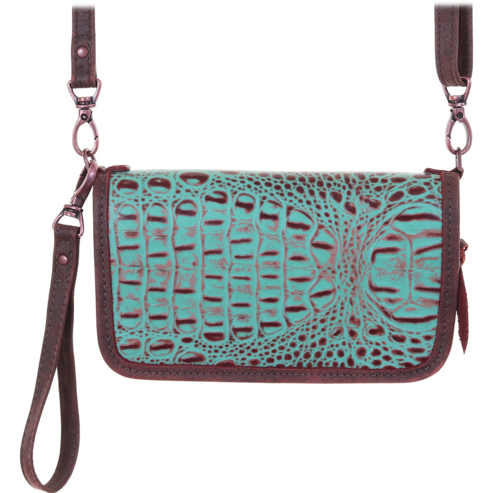 Vintage Mint Crocodile Print Clutch Organzier