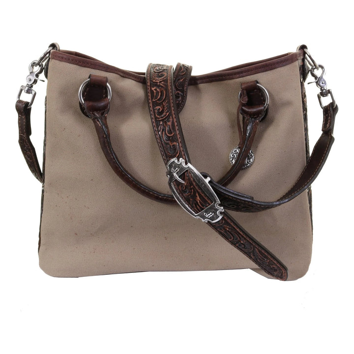Khaki Canvas Tooled Tote