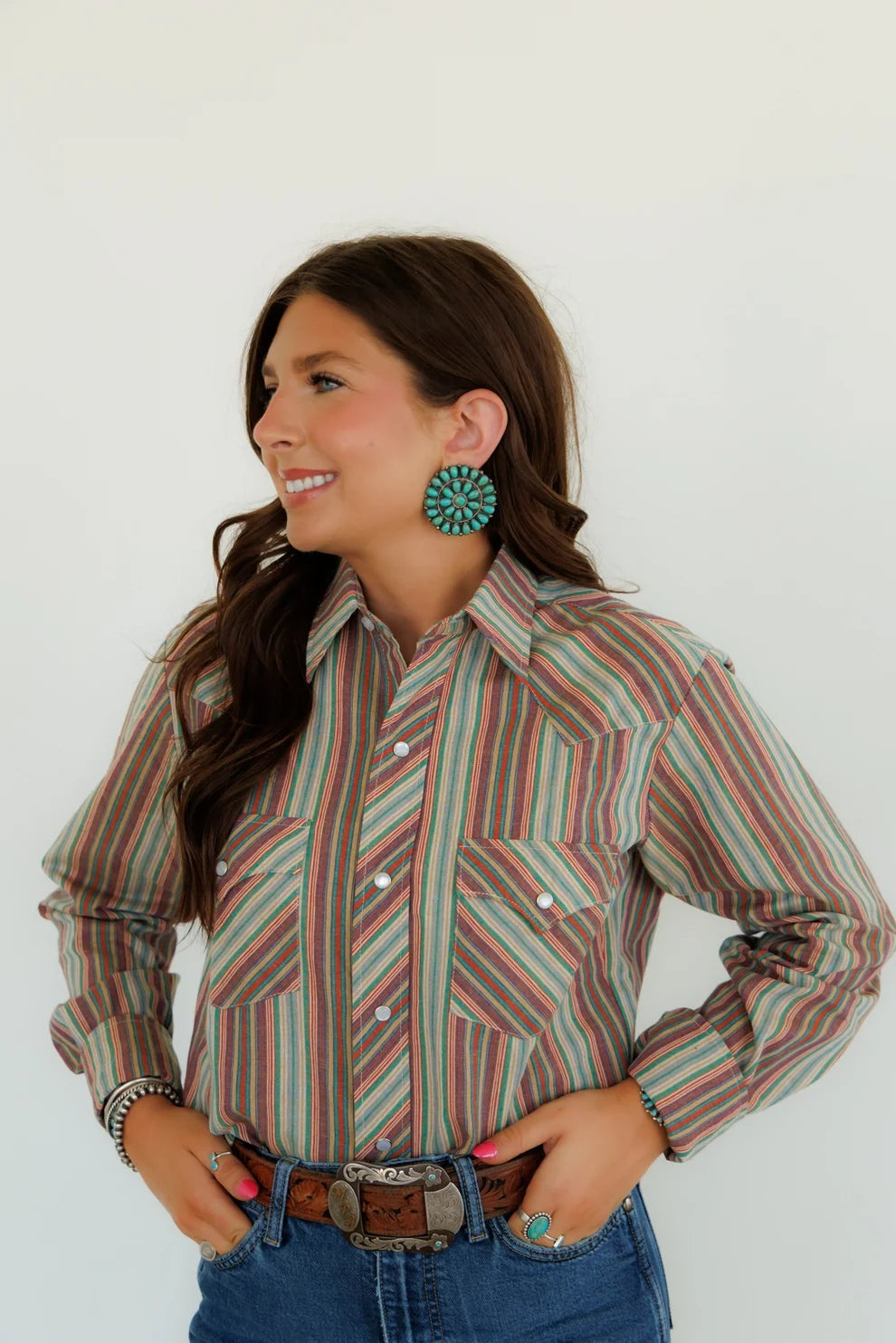 Serape Stripe Long Sleeve Pearl Snap