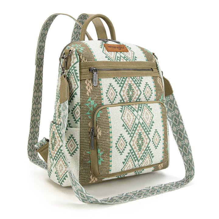 Wrangler Aztec Print Backpack/Crossbody -Green