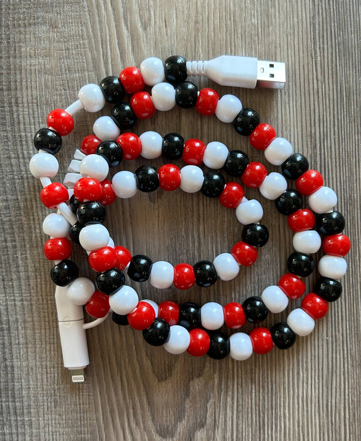 Game Day Phone Cord with Lightening and USB-C: Red/White/Blue