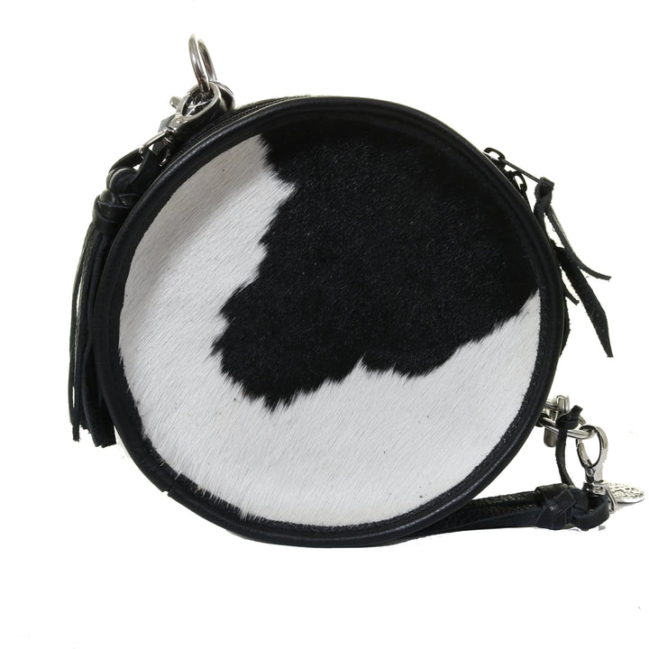Black and White Cowhide Circle Tote