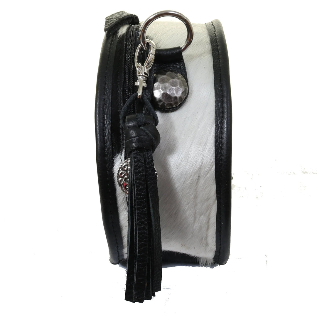 Black and White Cowhide Circle Tote