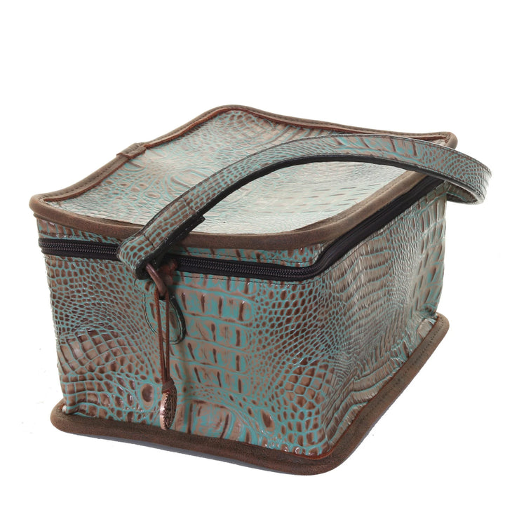 Vintage Mint Crocodile Print Makeup Tote