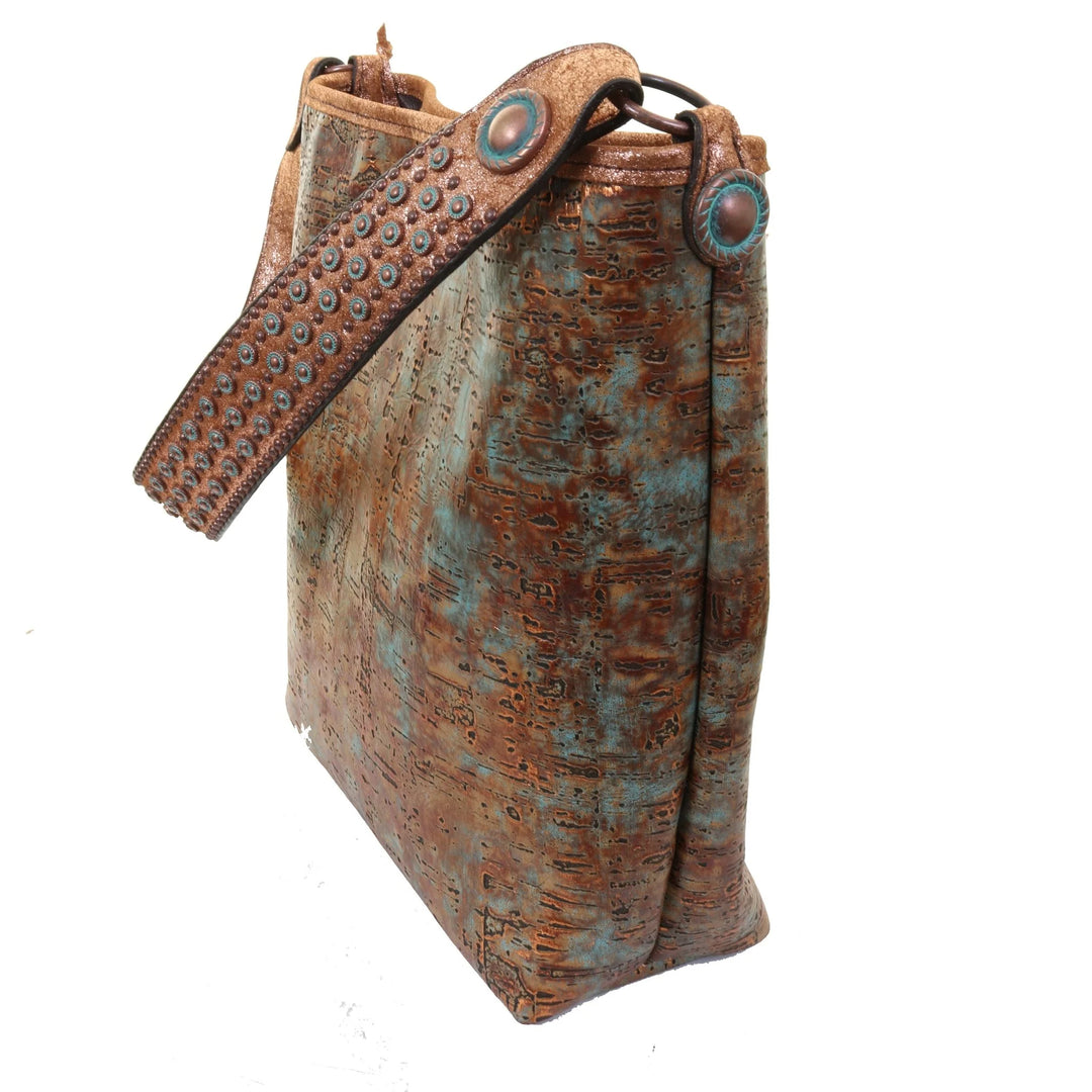 Copper Turquoise Patina Messenger Tote
